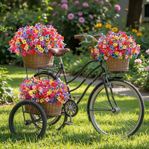 SHareconn 20 Bundles Artificial Flowers Outdoors Decoration, Fake Silk mums Eucalyptus Realistic UV Resistant Faux Plants for Outside Indoor Planter Porch Yard Home Spring Decor, 6 Colors incl. Pink - color: Redrosypurpleyellowpinkblue