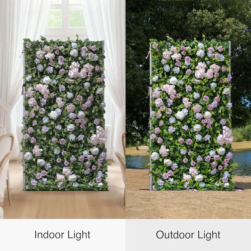Artificial Flower Wall Panels, 3D Silk Floral Wall Backdrop, Rose Roll Up Wall for Wedding, Baby Show, Party and Home Decor, Quick Assembly/Storage, Both Eco ＆ Pet Friendly, 4ft*8ft - color: Pinkmem, size: 4ft*8ft