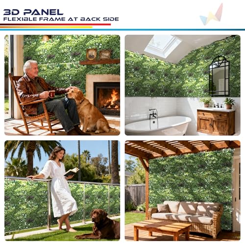 Windscreen4less 1 PC 40"x40" Artificial Boxwood Panels Faux Plant Grass Green Wall Panel Decoration for Outdoor Indoor Garden Backyard (Style 4) - color: 3d Panel Style 4, size: 40"x40"