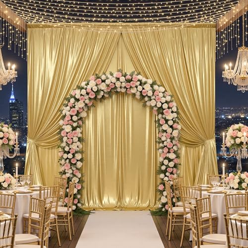 40ft x 10ft Gold Sequin Backdrop Curtain for Parties, Wrinkle Free Thick Glitter Photo Backdrop Drapes 8 Panels 5x10FT Back Drop Cloth Shiny Fabric for Wedding Birthday Photography Background - color: Gold, size: 5'W×10'H _8 Panels