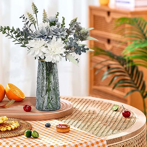 Leftover Fake Flowers in Vase,Faux Flowers in Vase,Table Centerpieces for Dining Room,Flower Centerpieces for Tables,Artificial Flowers,Kitchen Decor,Coffee Table Decor - color: Dusty Blue