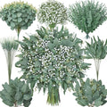 Serwalin 180 Pcs 7 Kinds Mixed Artificial Eucalyptus Greenery Stems Bulk, Baby Breath Flowers Artificial with Faux Leaves Picks for DIY Bouquets Wedding Floral Centerpieces Vase Table Home Decor