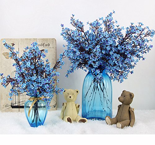 JAKY-Global 9pcs Babys Breath Artificial Flowers Gypsophila Bouquet Bulk Fake Spring Silk Small Flowers Real Touch Faux Floral for Home Bedroom Kitchen Garden Wedding Christmas Party DIY Decor (Blue) - color: Blue, size: 9 Bundles