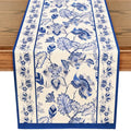 WRAPAHOLIC Blue Floral Table Runner - 13 x 48 Inch - Seasonal Spring Summer Farmhouse Indoor Kitchen Anniversary Wedding Dining Table Decorations for Home Party - size: 13 x 48 inch