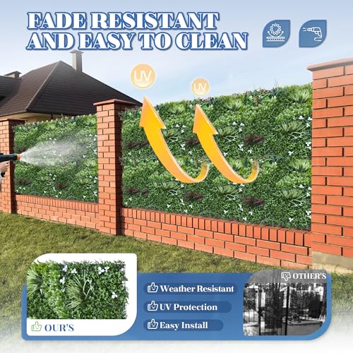 ECOOPTS 40"x40" Faux Ivy Privacy Fence Screen Artificial Boxwood Panels Topiary Hedge Plants for Indoor Outdoor Decoration, #4 Mixed Leave, 1 Pack - color: 40"x40" #4 Mixed Leave, size: 40"x40"