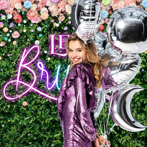 Riyidecor Green Leaves Let's Brunch Backdrop Polyester Fabric Neon Pink Rainbow Floral 7Wx5H Feet Greenery Photography Background Grass Lawn Women Brunch Party Photo Studio Shoot - color: A-Green Brunch, size: 7Wx5H