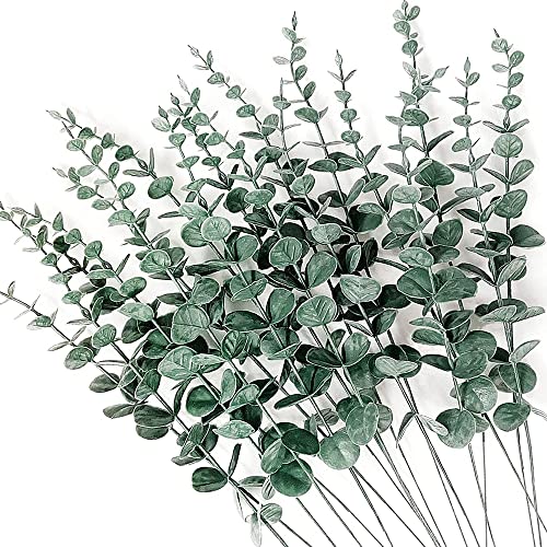 36pcs Eucalyptus Stems Artificial Eucalyptus Leaves Fake Greenery Branches Stems Faux Eucalyptuses Wedding Bouquet (Gteen) - color: Gteen