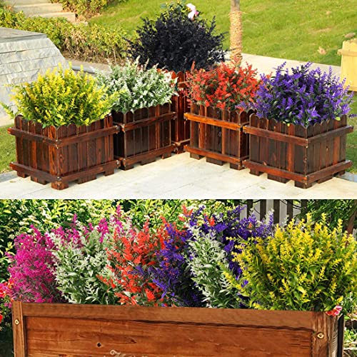 RECUTMS Artificial Flowers Outdoor Fake Plants Artificial Fake Flowers, Faux Outdoor Plastic Plants UV Resistant Shrubs No Fade Faux Plastic Plants Garden Porch Window Box Decorating(Black) - color: Black, size: 8 Bundles