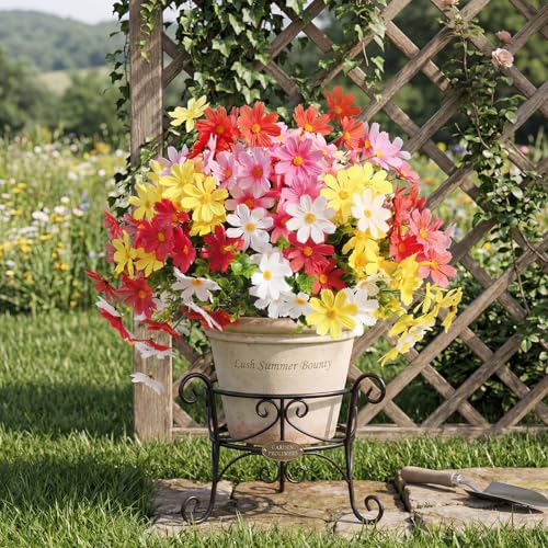 Thiccywoov 36 Bundles Artificial Flowers for Outdoors UV Resistant, Faux Greenery Flowers for Porch Planters Patio Window Box Farmhouse Garden Decor