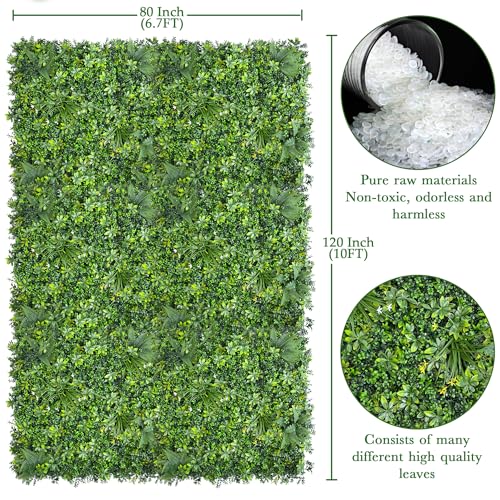 ODTORY Artificial Greenery Wall Panels: 80"x 120" (67 sqft) Faux Grass Wall Backdrop Boxwood Ivy Privacy Screen with UV Protection,Fake Hedge Fence for Outdoor,Indoor,Garden,Backyard and Home Decor - size: 80 X 120 IN