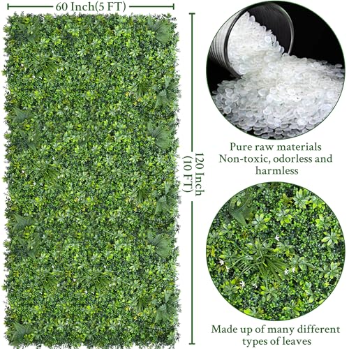 ODTORY Artificial Greenery Wall Panels: 60"x 120" (50 sqft) Faux Grass Wall Backdrop Boxwood Ivy Privacy Screen with UV Protection,Fake Hedge Fence for Outdoor,Indoor,Garden,Backyard and Home Decor - size: 60 X 120 IN