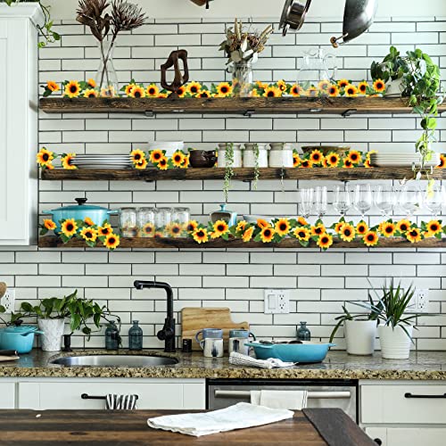 Uieke 3 Pack 7.5ft/Pcs Artificial Sunflower Garland Hanging Sunflower Vines with Green Leaves,Silk Flowers for Home Room Kitchen Garden Wedding Arch Bridal Baby Shower Party Outdoor Decor Medium - size: Medium