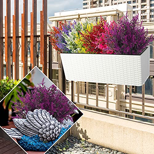 Artificial Outdoor Lavender Flowers,10 Bundles Artificial Flowers UV Resistant Fake Outdoor Faux Plastic Flowers Shrubs for Indoor Outside Decorations(Fuchsia) - color: Fuchsia, size: 10 Bundles