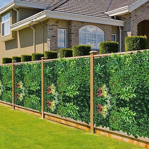 Boshen Artificial Grass Wall Panels, 5 Pack 40“x40” Boxwood Hedge UV Protected Greenery Privacy Grass Wall Decor Indoor Outdoor Wedding Garden Decor - size: 55Sq
