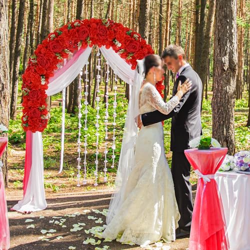 Wedding Arch Artificial Flowers - 6Pack Faux Floral Swags Silk Rose Realistic Arch Faux Hydrangea Row Arrangement for Christmas, Wedding Wall Reception Ceremony Welcome Sign Decoration -Red - color: Bright Red