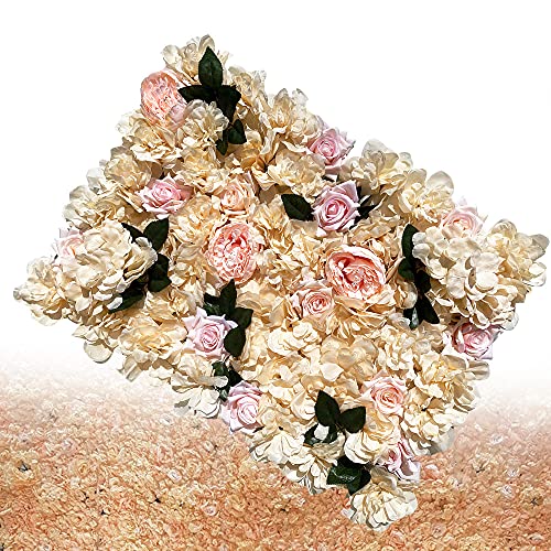 12PCS Artificial Flower Panels, Wedding Flower Panels Banquet Flowers Board, Flower Backdrop Wall for Photo Party Wedding Background Decor - color: 12pcs Artificial Flower Panels