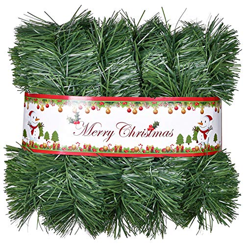 DearHouse 16.4 Foot Christmas Garland Decorations with 50 LED Light, Green Holiday Decor for Outdoor or Indoor Home Garden Artificial Greenery, or Holiday Party Decorations