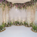 AOFOTO 8x8ft Wedding Backdrop Romance Archway Bridal Shower Flowers Wall Curtain Cradle Ceremony Banner Background for Photography Vinyl Anniversary Birthday Party Decoration Photoshoot Studio Props - size: 8x8ft