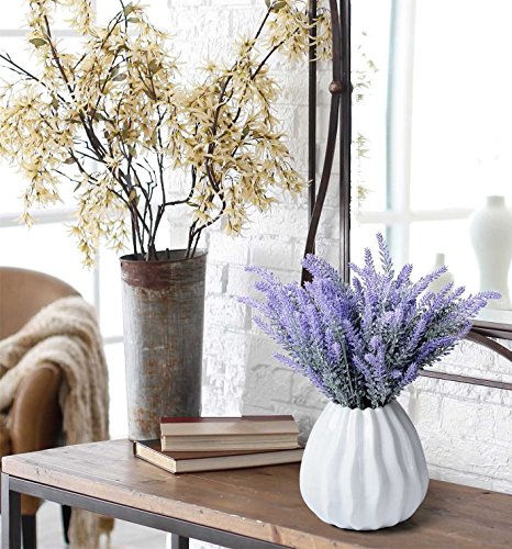CATTREE Artificial Lavender Flowers, Fake Plastic Flocked Plants for Indoor Outdoor Home Office Arrangements Wedding Bridle Bouquet Decor Christmas DIY Ornaments Decorations Purple 4 Pack - color: Lavender-4pcs