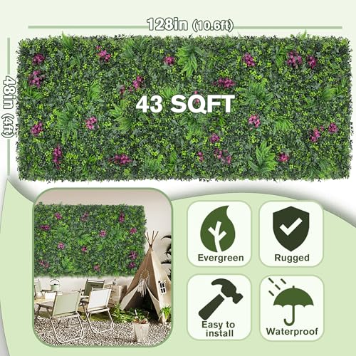 Greenery Grass Wall Boxwood Plant Roll: 48"x128"(43 SQFT) with UV Resistant Green Leaves Faux for Interior Wall, Greenery Backdrop,Garden and Indoor Outdoor Wall Panel Covering Privacy - color: 3d Style 2, size: 48"x128"