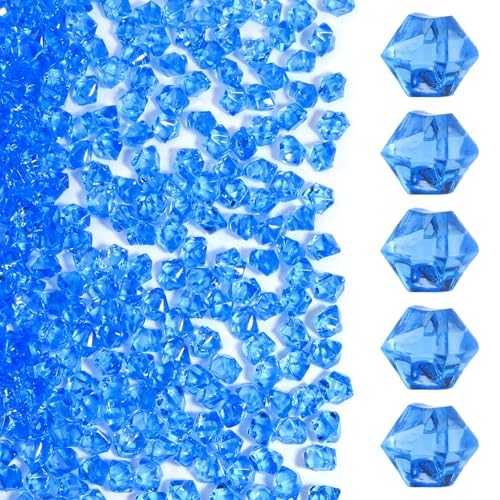 500 Pcs Fake Ice,11 * 14mm,Bule Acrylic Gems Vase Filler,Plastic Diamonds for Table Decoration DIY Craft Aquarium Display Party Centerpieces. - color: Bule, size: 11MMx14MM