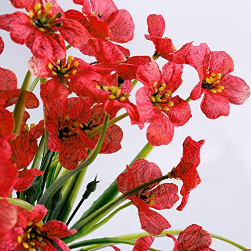 JEMONG 30 Bundles Artificial Flowers Outdoor UV Resistant Fake Flowers No Fade Faux Plastic Plants Garden Porch Window Box Decorating(Deep Red) - color: Deep Red, size: 30Bundles