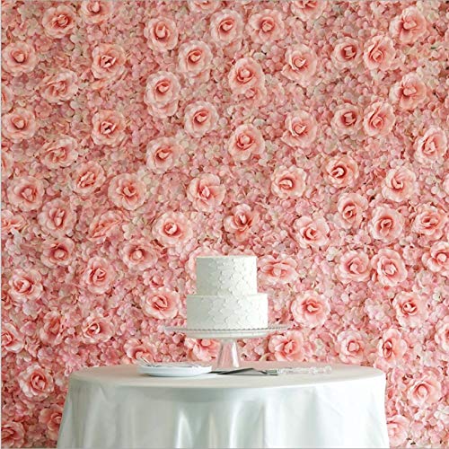 12 Pack Flower Wall Panels 16 x 24 inch 3D Rose Wall Mat Decorative Faux Floral Panel Silk Faux Artificial Flower Backdrop for Photo Background Home Wedding Party