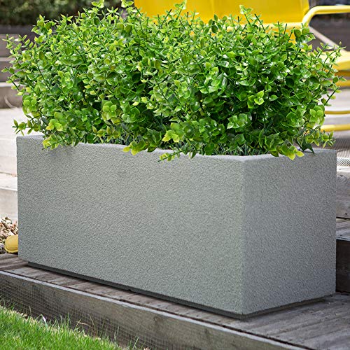 8 Bundles Outdoor Artificial Boxwood Stems UV Resistant No Fade Greenery Plants for Garden Patio Porch Window Box Home Wedding Farmhouse Décor - color: Green