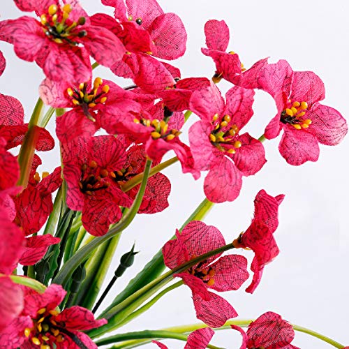 JEMONG 30 Bundles Artificial Flowers Outdoor UV Resistant Fake Flowers No Fade Faux Plastic Plants Garden Porch Window Box Decorating(Rose red) - color: Rose Red, size: 30Bundles