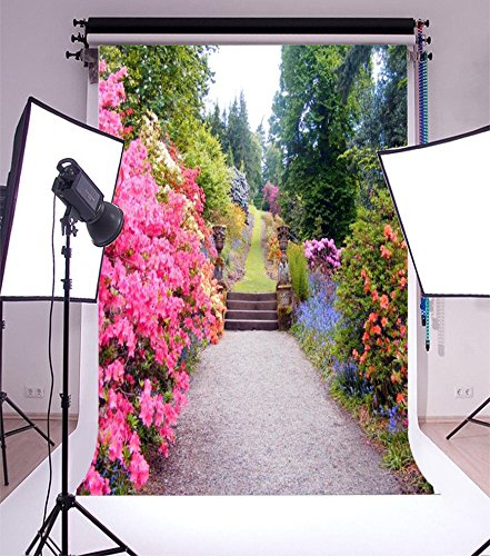 AOFOTO 8x10ft Beautiful Spring Blossom Flower Photography Backdrop Garden Landscape Background Outdoor Vintage Park Manor Scenery Wedding Photo Studio Props Woman Lady Girl Artistic Portrait Wallpaper - size: 8x10ft