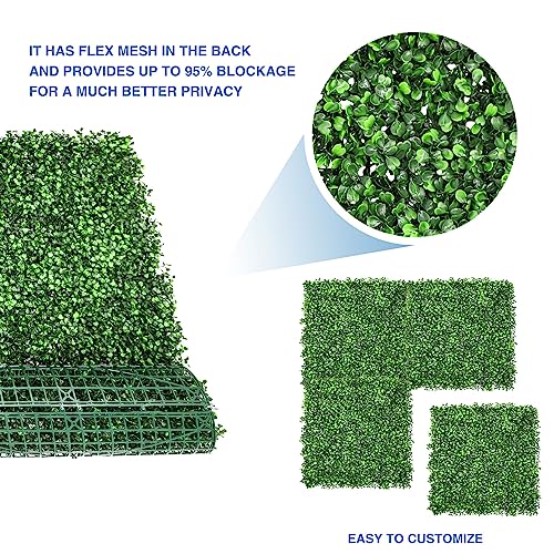E&K 6Pcs 20" x 20" Artificial Grass Wall Panels, Faux Boxwood Greenery Backdrop Decor, UV Protected Privacy Hedge Screen for Indoor Outdoor (Boxwood) - color: Boxwood