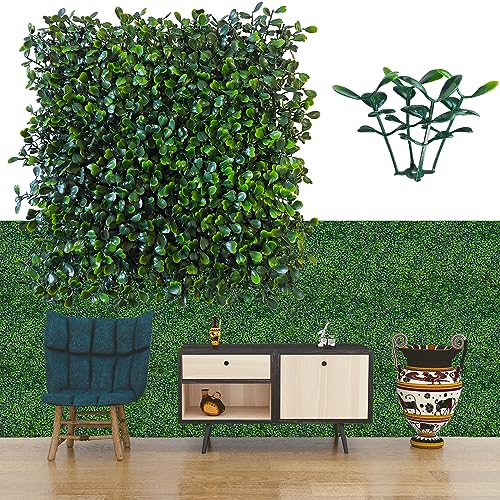 ODTORY Artificial Grass Wall Panel Backdrop,10 X 10 in 24P(16.8 sqft) UV-Anti Greenery Boxwood Panels for Indoor Outdoor Green Wall Decor & Ivy Fence Covering Privacy - size: 10"X10" 24P