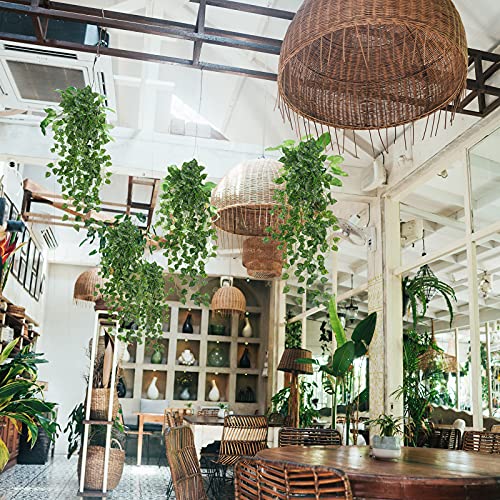Uieke 2Pcs Fake Plants for Outside Fake Plant Decor 3.1ft Artificial Hanging Plants Fake Ivy Vine Faux Greenery Vine Plant for Home Room Wall Pot Hanging Planter Indoor Outdoor Décor - color: Green Radish