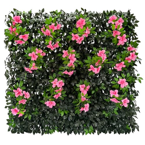Sumery Expandable Fence Privacy Screen for Balcony Patio Outdoor,Decorative Faux Ivy Fencing Panel,Artificial Hedges (Single Sided Leaves) (1, Branches -Pink Fowers) - color: Branches -Pink Fowers