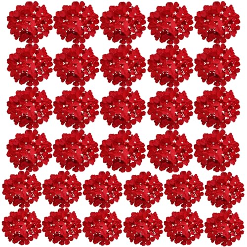HinyoCo 32 Pcs Silk Hydrangea Artificial Flowers Hydrangea Heads No Stems, Used for Home Wedding Party Decoration (Red) - color: Red