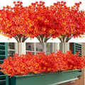 Happylife 6 Bundles Artificial Flowers, Fake Artificial Greenery UV Resistant No Fade Faux Plastic Plants for Wedding Bridle Bouquet Indoor Outdoor Home Garden Kitchen Office Table Vase (Red) - color: Fall