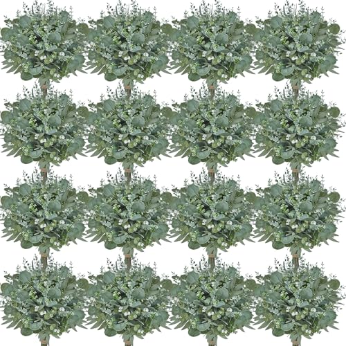 Serwalin 400pcs Artificial Mixed Eucalyptus Stems Leaves Bulk, 4Kinds Fake Greenery Silver Dollar Eucalyptus Leaves Picks,Faux Greenry Stems Sprays for DIY Bouquets Floral Arrangement Home Decor - color: Attractive Forest Green-400pcs