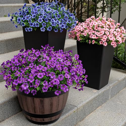 Lnoicy 20 Bundles Artificial Flowers for Outdoor Fake Plants for Spring Decoration,Faux Eucalyptus Flowers for Planter UV Resistant Lifelike for Home Porch Garden（Pink） - color: Pink