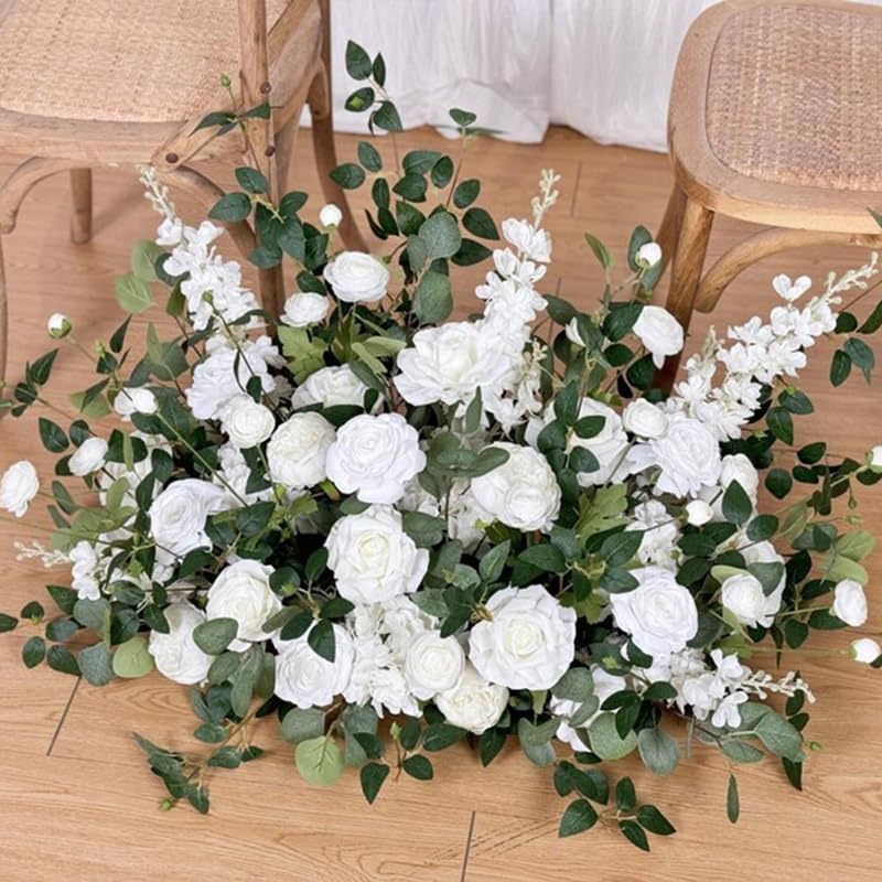 White Ground Flowers, White Wedding Decor, Aisle Flower Decoration, Barrel Whiskey Arrangement, Alter Flowers, Bridal Shower (36in) - size: 36in