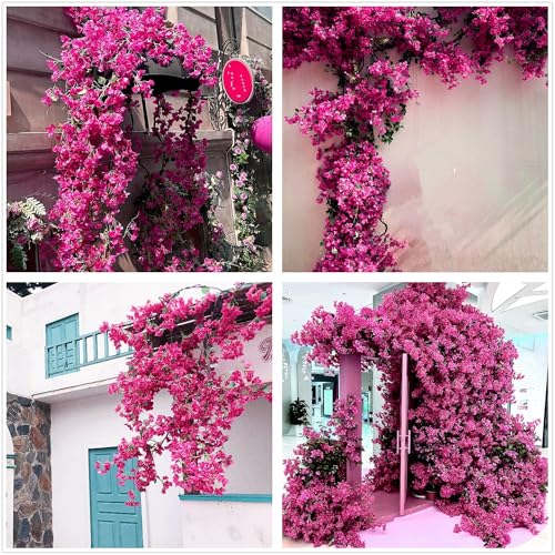 Pack of 16 - Artificial Bougainvillea Flower Stems Silk Bougainvillea Long Branches Full Blossoms for Home Wedding Table Centerpiece Shower Event Backdrop Indoor Outdoor Decorations (Violet) - color: Violet