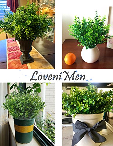 Artificial Shrubs, Fake Plastic Greenery Plants Eucalyptus Leaves Bushes, Indoor Outdoor Outside Home Garden Office Verandah Table Arrangements Decor Decoration 4pcs - color: Eucalyptus / 4pcs