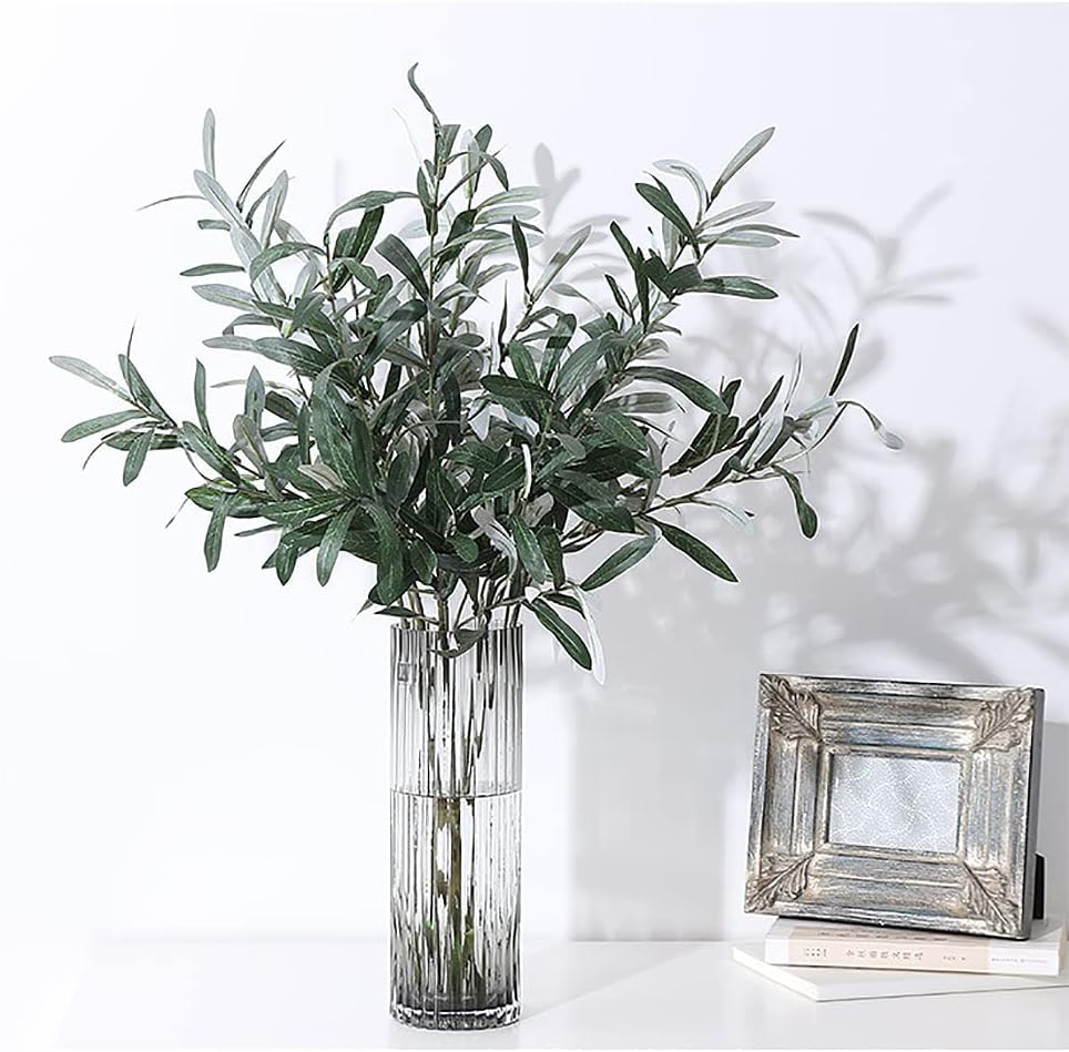 5pcs Olive Branches for Vases Artificial Plants Greenery Stems for Vases Olive Leaves Plant (Green)