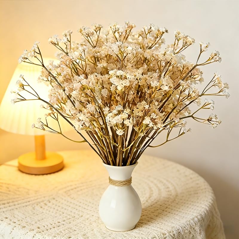 10 Pcs Babys Breath Champagne Artificial Flowers, Real Touch Gypsophila Fake Flowers for Wedding, Home Decor, Vase Filler, Table Centerpieces, Party Decorations - color: 10pcs Champagne