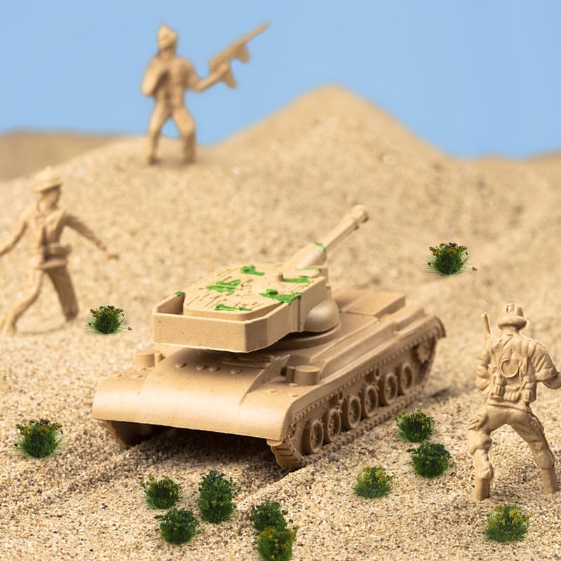 56pcs Miniature Green Bushy Tufts Lowland Shrubs Tuft Terrain Model Static Scenery for DIY Craft Train Landscape Railroad Scenery Sand Military Layout Model War Gaming Terrain