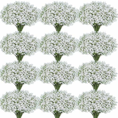 100 Pcs Baby Breath Artificial Flowers, Fake Babys Breath Gypsophila Flowers Bulk, Realistic Artificial Flowers Bouquet Flores Artificiales para Decoracion for Wedding Party Home Decoration - color: White, size: 100 Pcs