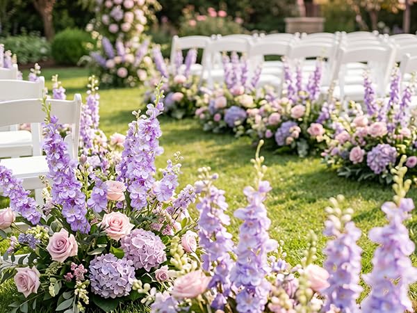 16Pcs Purple Delphinium Artificial Flowers 33.5'' Long Stem Larkspur Flowers Bulk Silk Flowers for Tall Vase Wedding Table Centerpieces Home Garden Outdoor Decor（Purple） - color: Purpleii