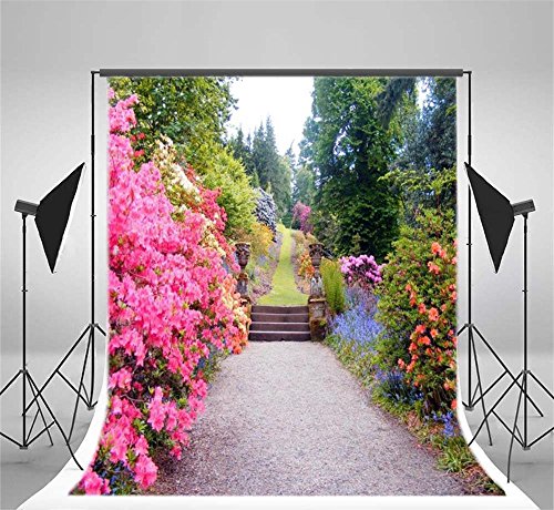 AOFOTO 8x10ft Beautiful Spring Blossom Flower Photography Backdrop Garden Landscape Background Outdoor Vintage Park Manor Scenery Wedding Photo Studio Props Woman Lady Girl Artistic Portrait Wallpaper - size: 8x10ft
