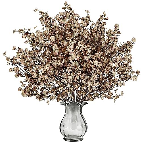 Sggvecsy 15 Pcs Babys Breath Artificial Flowers Gypsophila Bouquets Bulk Real Touch Fake Silk Flowers for Home DIY Floral Arrangement Table Centerpiece Fall Thanksgiving Autumn Decoration (Skin Brown) - color: Skin Brown, size: 15Pcs