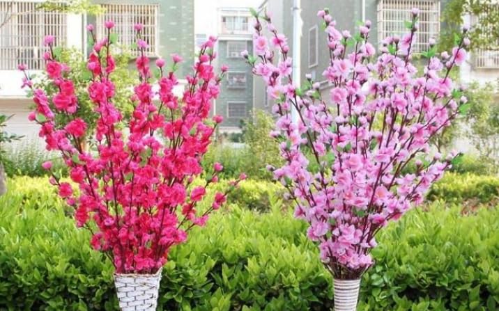 100 Artificial Silk Cherry Blossom Flower Heads Spring Fake Plum Blossom Peach Blossom, Vase Fillers, Corsages for Wedding Decor, Nursery Wall, Archway Wreath Garland Cake Ornaments, 5cm (Rose Red) - color: Rose Red