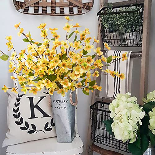 Artificial Flowers Blossom Stems Dogwood Silk Flowers Fake Cornus Bush for Home Decoration Table Centerpieces, 8 PCS (Champagne) - color: Champagne